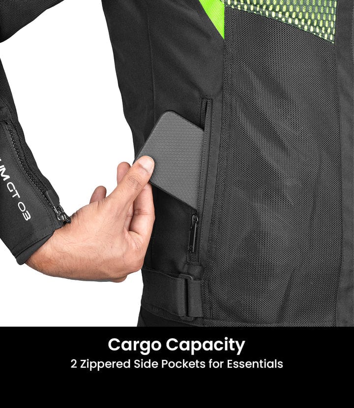 Destination Moto RYNOX HELIUM GT 3 RIDING JACKET BLACK HI VIZ