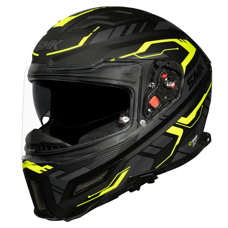 Destination Moto SMK Agnar Tektron Matt Black Neon Green Helmet MA264