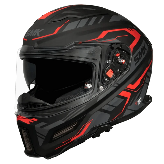 Destination Moto SMK AGNAR TEKTRON MATT BLACK RED HELMET MA263