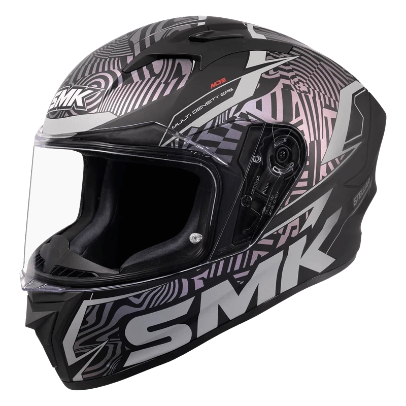 Destination Moto SMK STELLAR FURY GLOSS BLACK GREY GL266C HELMET