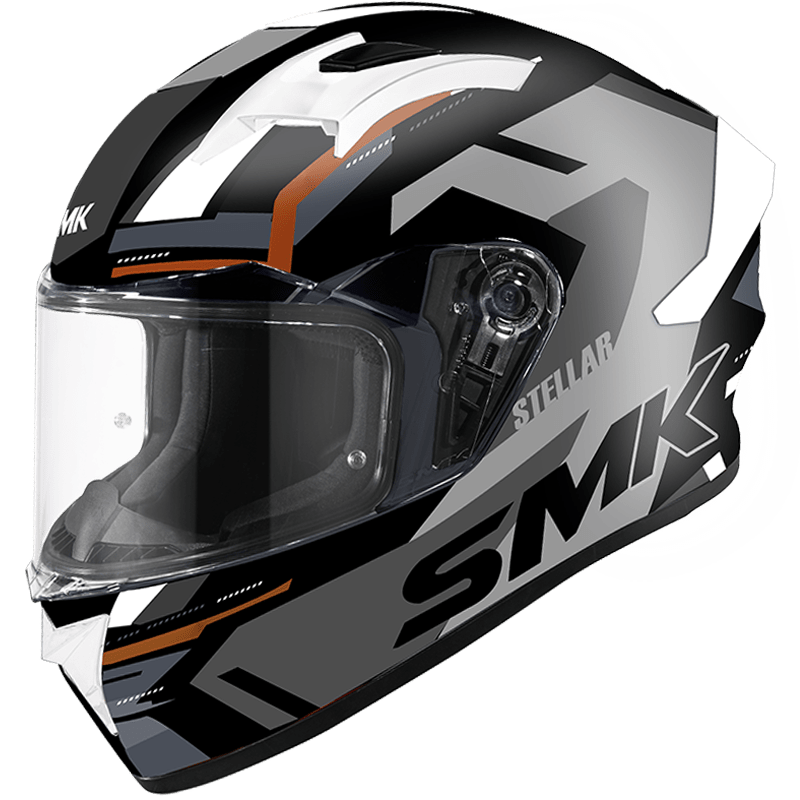 Destination Moto SMK Stellar K Power Gloss Black Grey GL267 Helmet