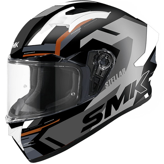 Destination Moto SMK Stellar K Power Gloss Black Grey GL267 Helmet