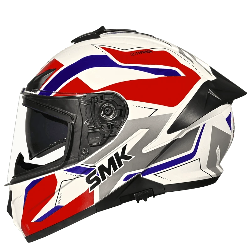 Destination Moto SMK TYPHOON AZONIX GLOSS WHITE BLUE RED HELMET GL135