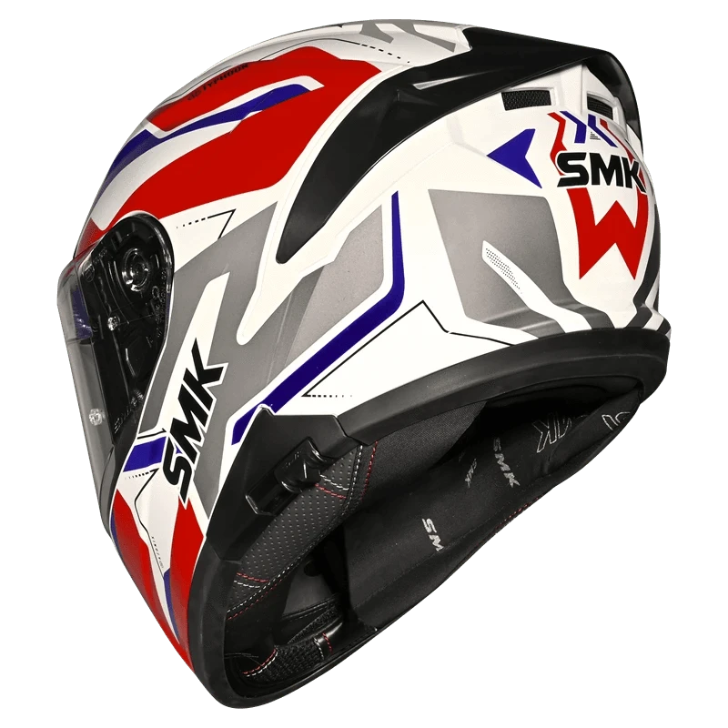 Destination Moto SMK TYPHOON AZONIX GLOSS WHITE BLUE RED HELMET GL135