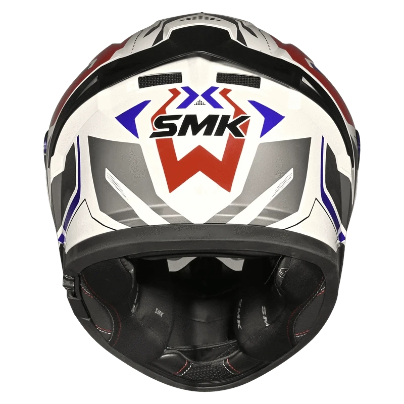 Destination Moto SMK TYPHOON AZONIX GLOSS WHITE BLUE RED HELMET GL135