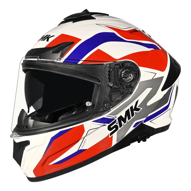 Destination Moto SMK TYPHOON AZONIX GLOSS WHITE BLUE RED HELMET GL135