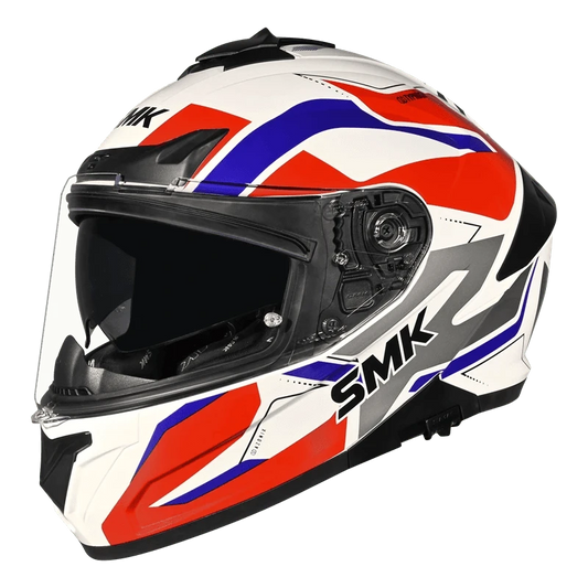 Destination Moto SMK TYPHOON AZONIX GLOSS WHITE BLUE RED HELMET GL135