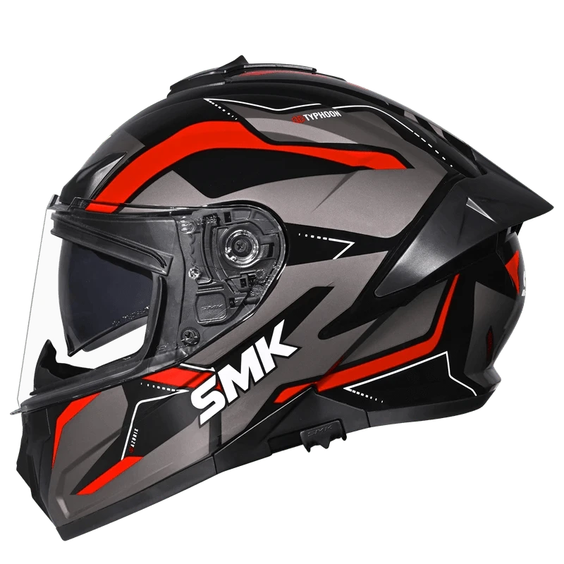 Destination Moto SMK TYPHOON AZONIX MATT BLACK RED HELMET MA263