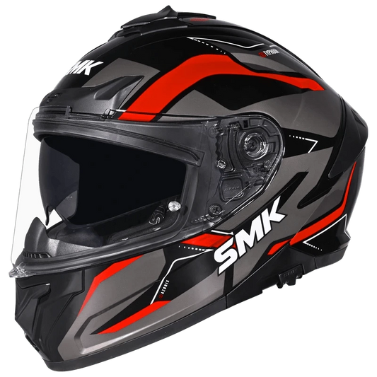 Destination Moto SMK TYPHOON AZONIX MATT BLACK RED HELMET MA263