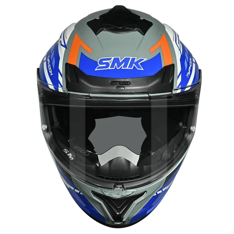 Destination Moto SMK TYPHOON SPORTS TOURER GLOSS GREY BLUE WHITE HELMET GL651