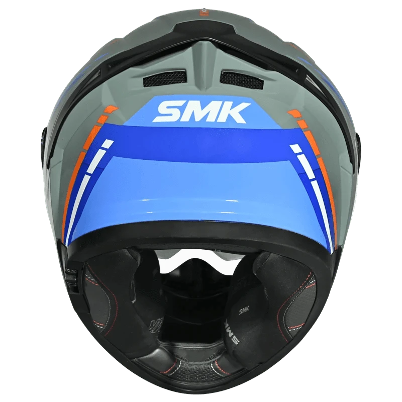 Destination Moto SMK TYPHOON SPORTS TOURER GLOSS GREY BLUE WHITE HELMET GL651