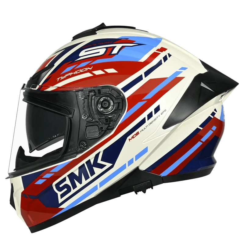 Destination Moto SMK Typhoon Sports Tourer Helmet Gloss White Red Blue GL135