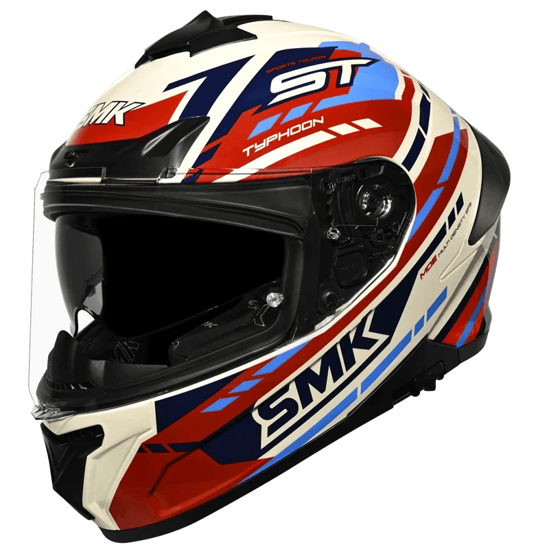 Destination Moto SMK Typhoon Sports Tourer Helmet Gloss White Red Blue GL135
