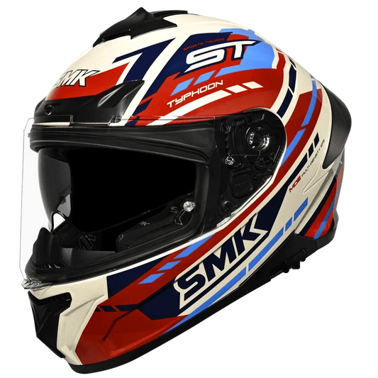 Destination Moto SMK Typhoon Sports Tourer Helmet Gloss White Red Blue GL135