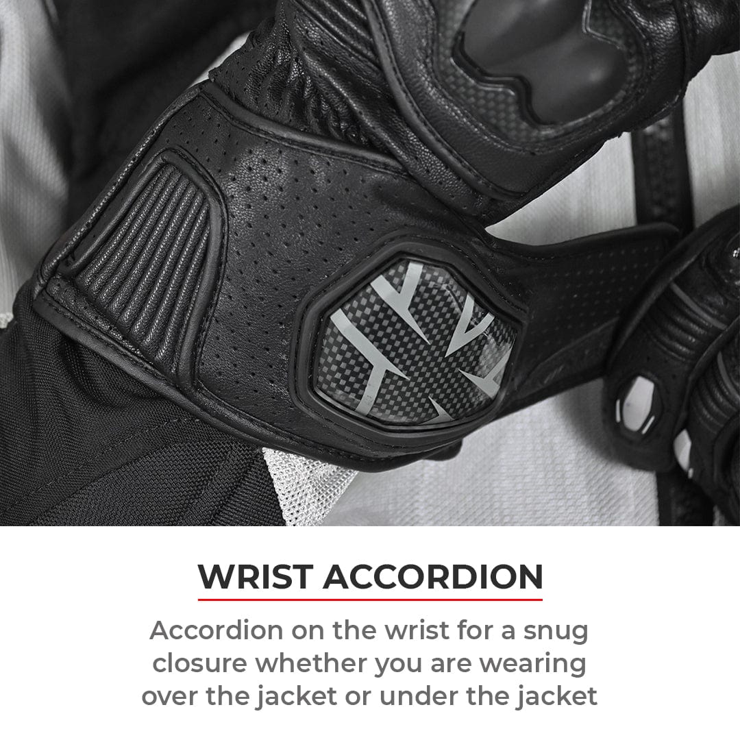 Destination Moto VIATERRA GRID – FULL GAUNTLET MOTORCYCLE RIDING GLOVES (BLACK)
