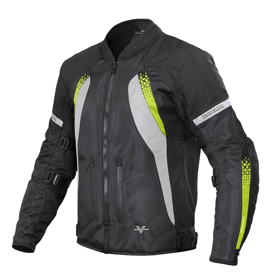 Destination Moto VIATERRA SPENCER – STREET MESH MOTORCYCLE RIDING JACKET BLACK NEON YELLOW