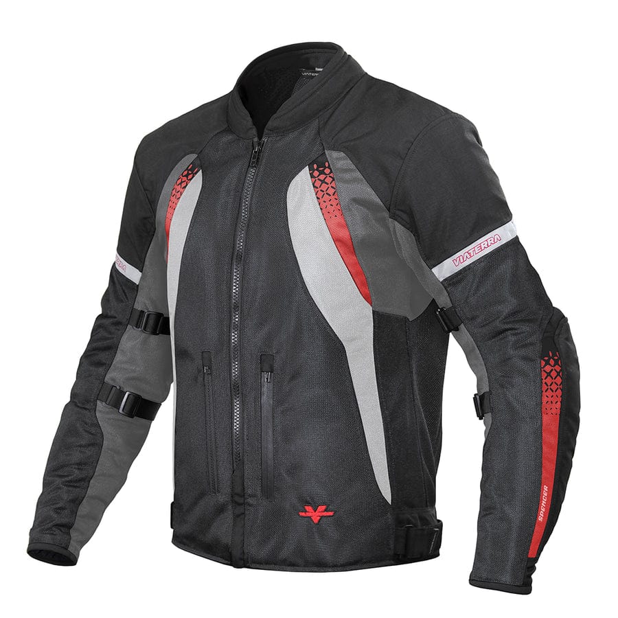 VIATERRA SPENCER – STREET MESH MOTORCYCLE RIDING JACKET BLACK RED ...