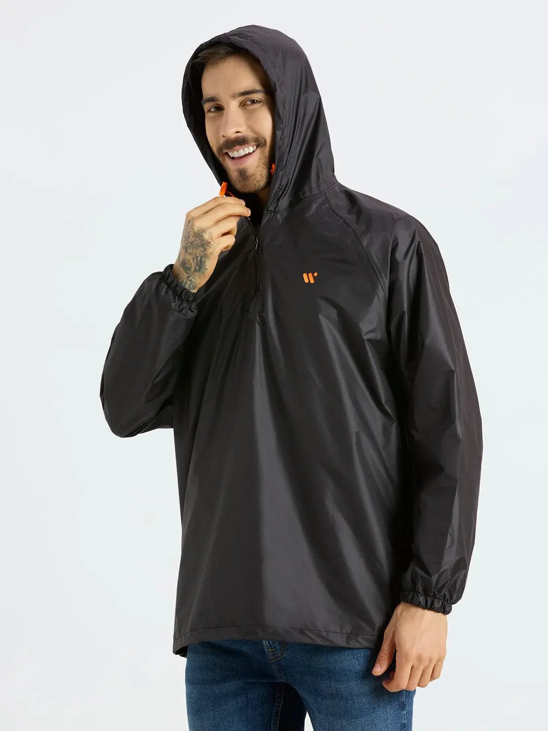 Destination Moto Zeel Men’s Lightweight Rain Jacket – Water Resistant, Travel Friendly (BLACK)