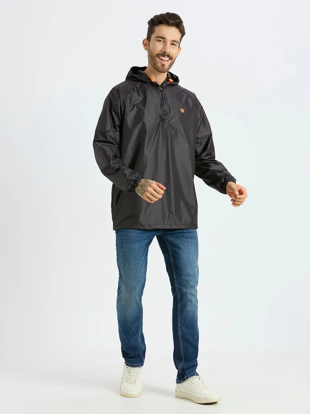 Destination Moto Zeel Men’s Lightweight Rain Jacket – Water Resistant, Travel Friendly (BLACK)