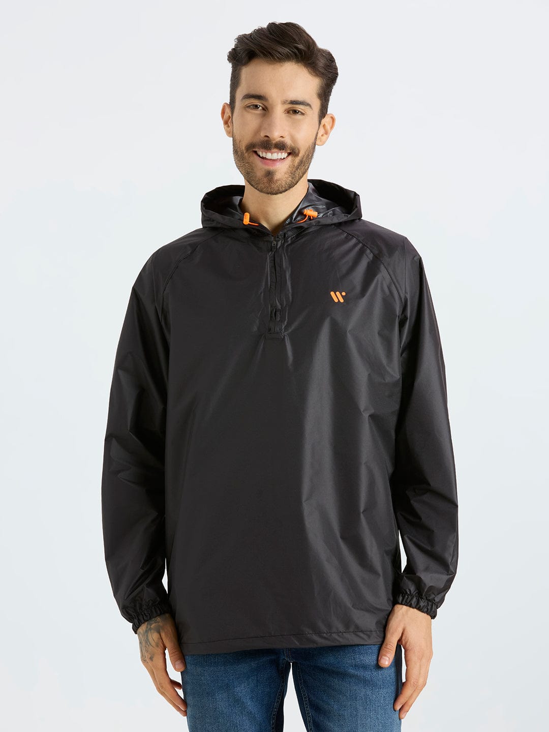 Destination Moto Zeel Men’s Lightweight Rain Jacket – Water Resistant, Travel Friendly (BLACK)