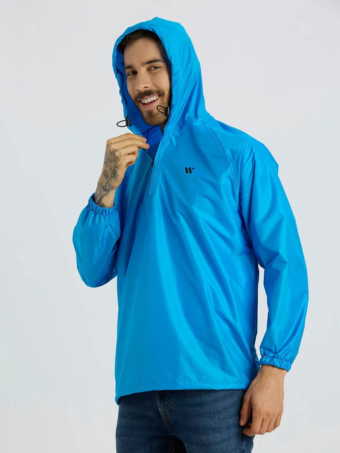 Destination Moto Zeel Men’s Lightweight Rain Jacket – Water Resistant, Travel Friendly (BLUE)