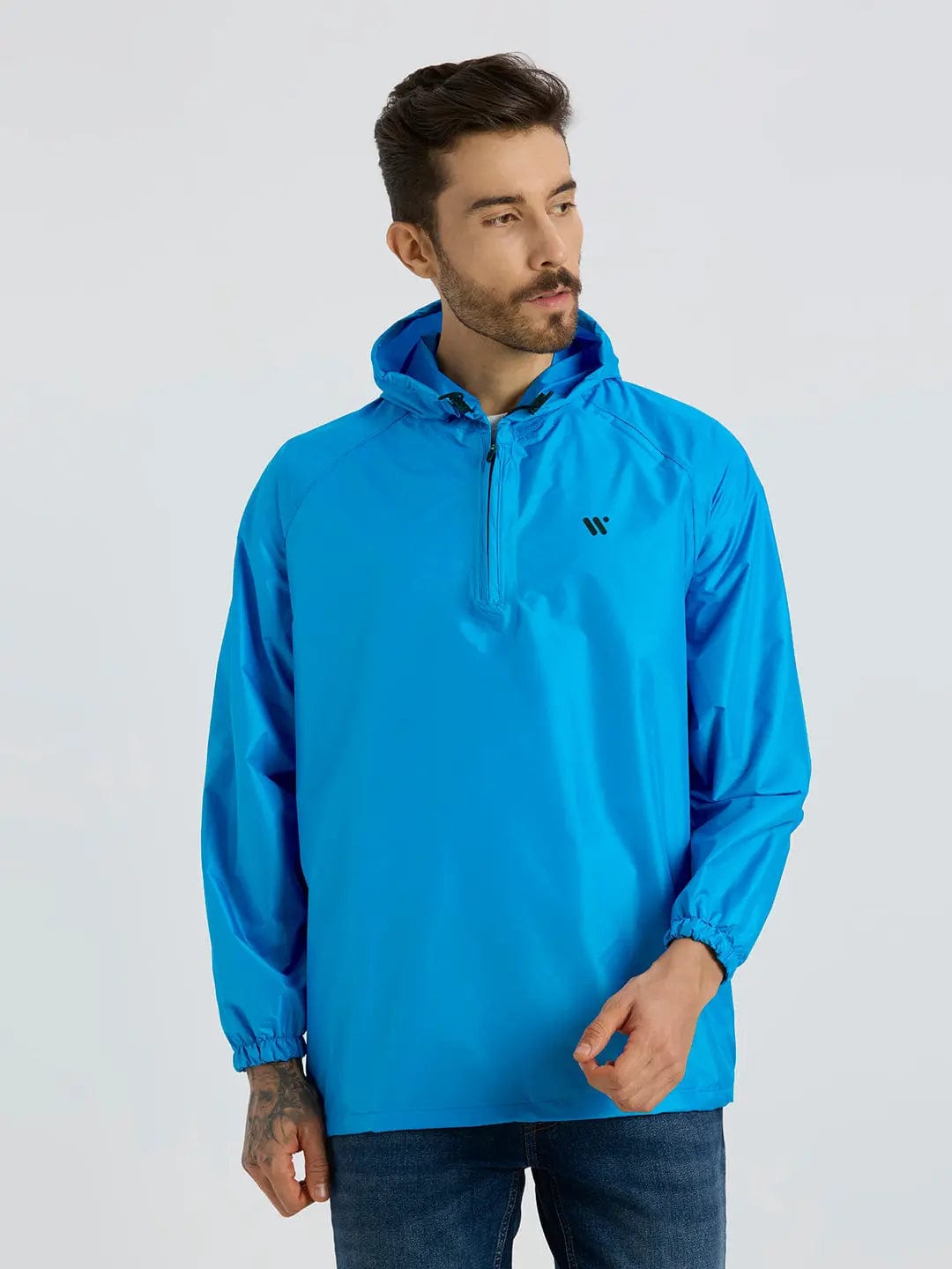 Destination Moto Zeel Men’s Lightweight Rain Jacket – Water Resistant, Travel Friendly (BLUE)