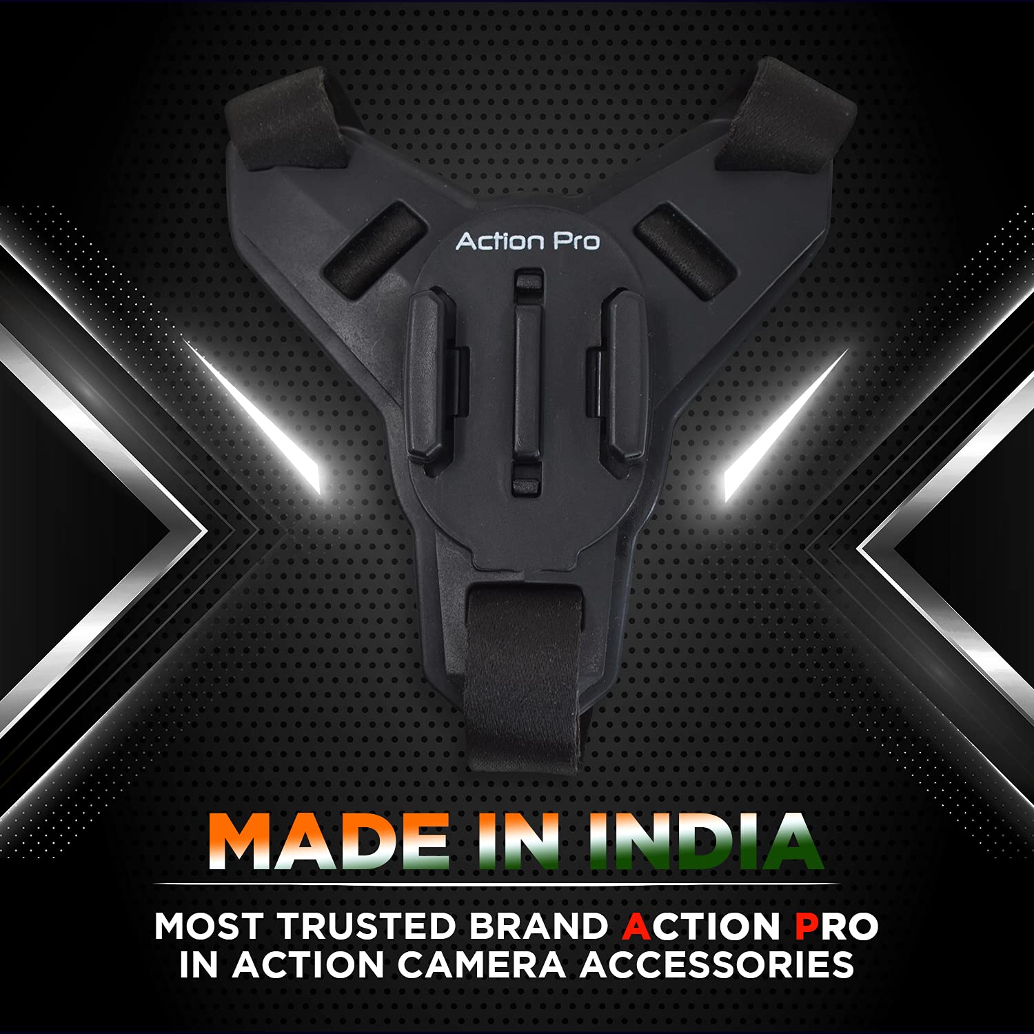 Destination Moto Action Pro™ (Made in India) Helmet Chin Mount, Motorcycle Helmet Strap Compatible with GoPro Hero 10 9 8 7 6 5 4 3+ 3 SJCAM (Black)