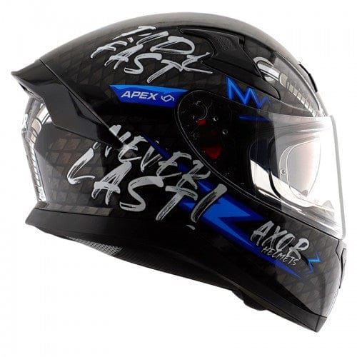 mt axor helmets Axor Apex Ride Fast Gloss Black Blue Helmet – Destination Moto