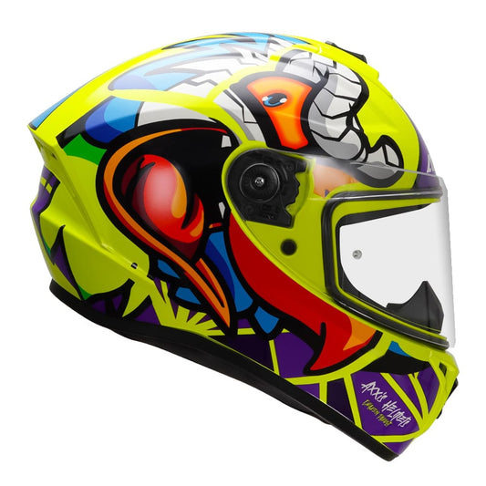 Destination Moto AXXIS DRAKEN S PARROT GLOSS FLOURO YELLOW HELMET