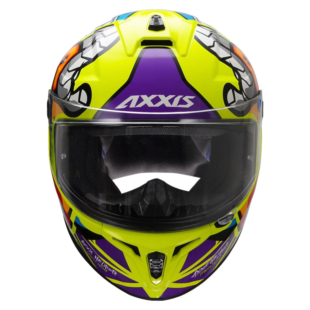 Destination Moto AXXIS DRAKEN S PARROT GLOSS FLOURO YELLOW HELMET