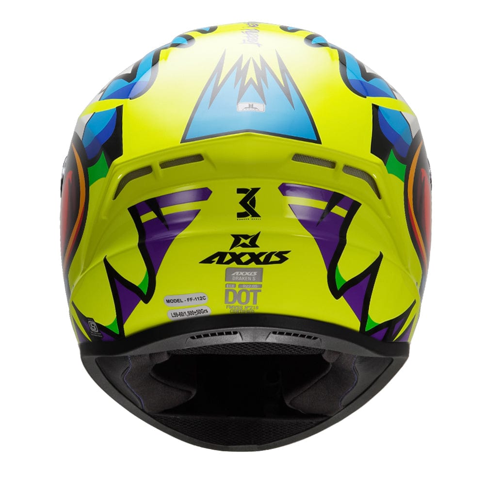 Destination Moto AXXIS DRAKEN S PARROT GLOSS FLOURO YELLOW HELMET