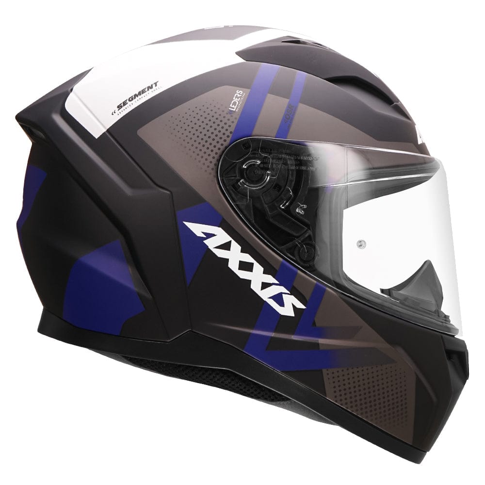 Destination Moto Axxis Segment Leders Gloss Black Blue Grey Motorcycle Helmet