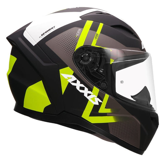Destination Moto Axxis Segment Leders Matt Black Fluorecent Yellow Motorcycle Helmet