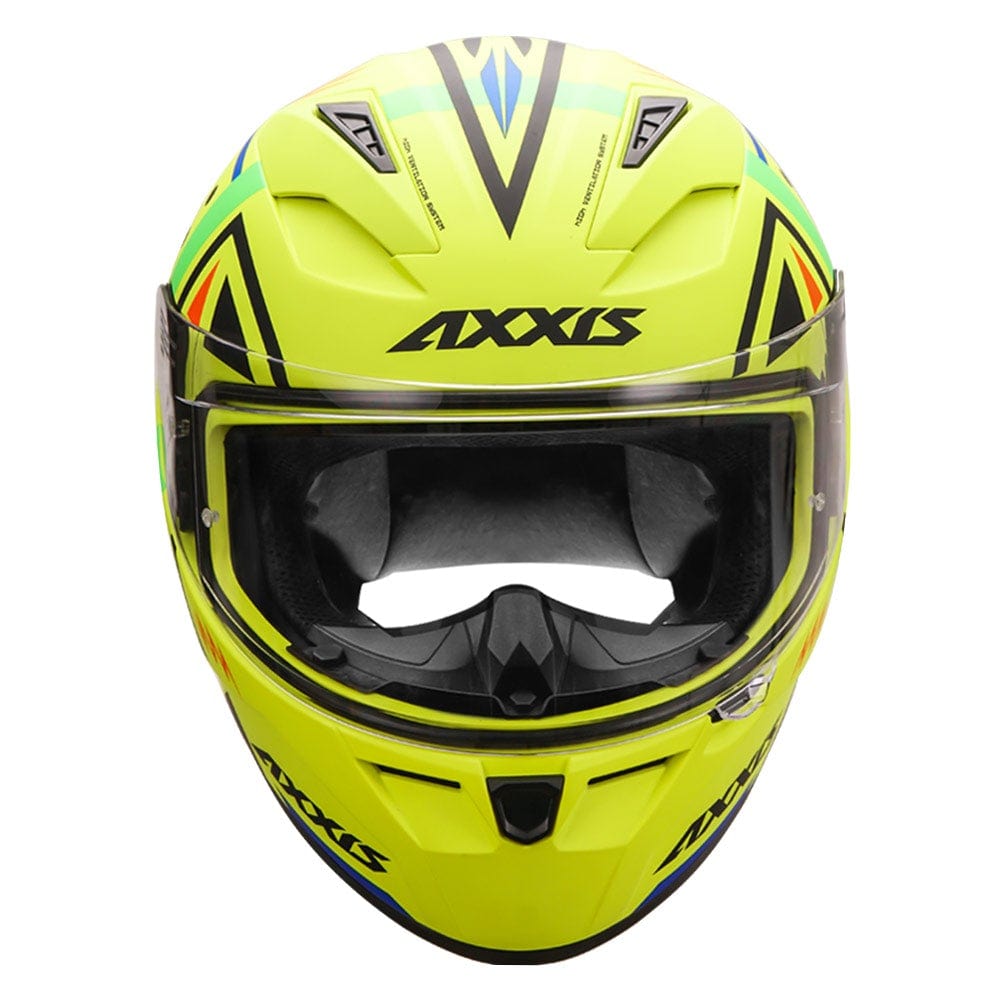 Destination Moto Axxis Segment Mandalha Fluorescent Yellow Motorcycle Helmet