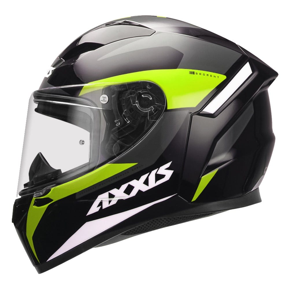 Destination Moto Axxis Segment Ocean Gloss Black Fluorescent Green Motorcycle Helmet