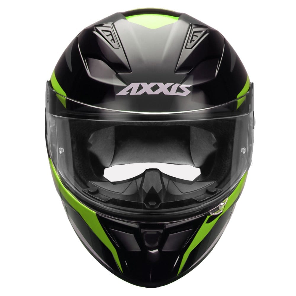 Destination Moto Axxis Segment Ocean Gloss Black Fluorescent Green Motorcycle Helmet