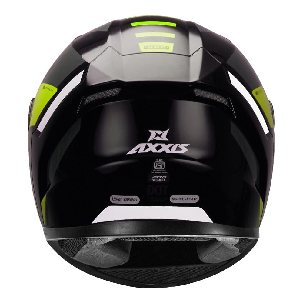 Destination Moto Axxis Segment Ocean Gloss Black Fluorescent Green Motorcycle Helmet