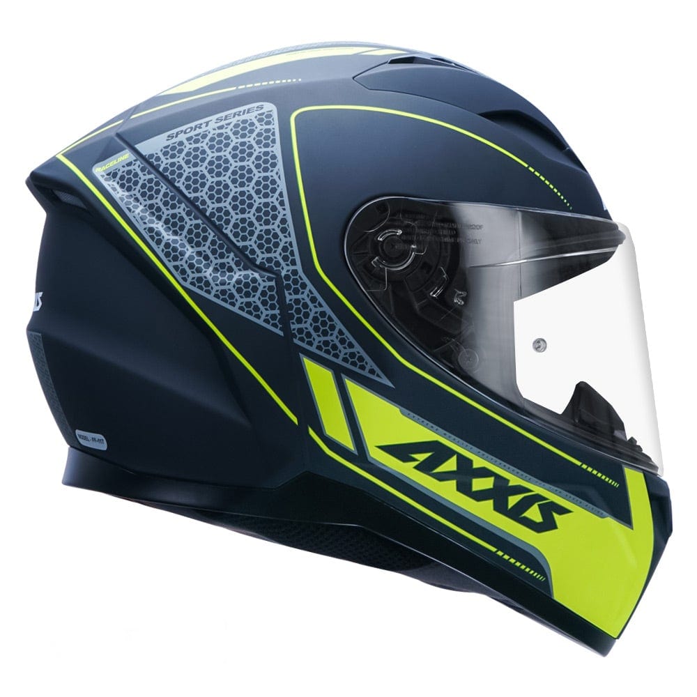 Destination Moto Axxis Segment Raceline Matt Fluorescent Green Motorcycle Helmet