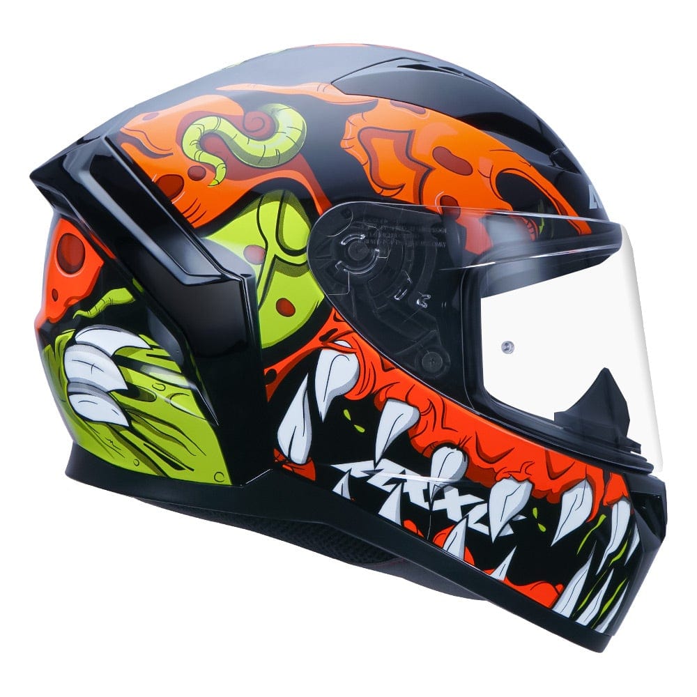 Destination Moto Axxis Segment Scratch Gloss Black Orange Motorcycle Helmet