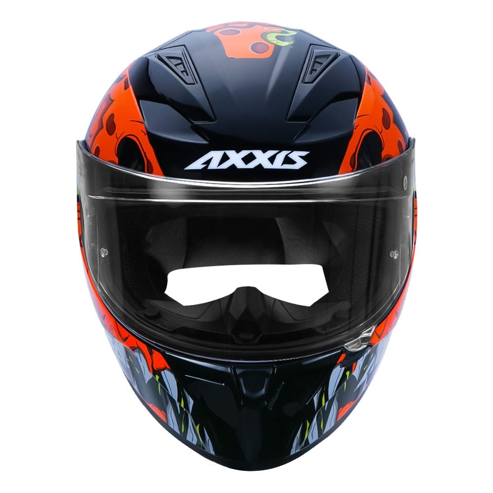 Destination Moto Axxis Segment Scratch Gloss Black Orange Motorcycle Helmet