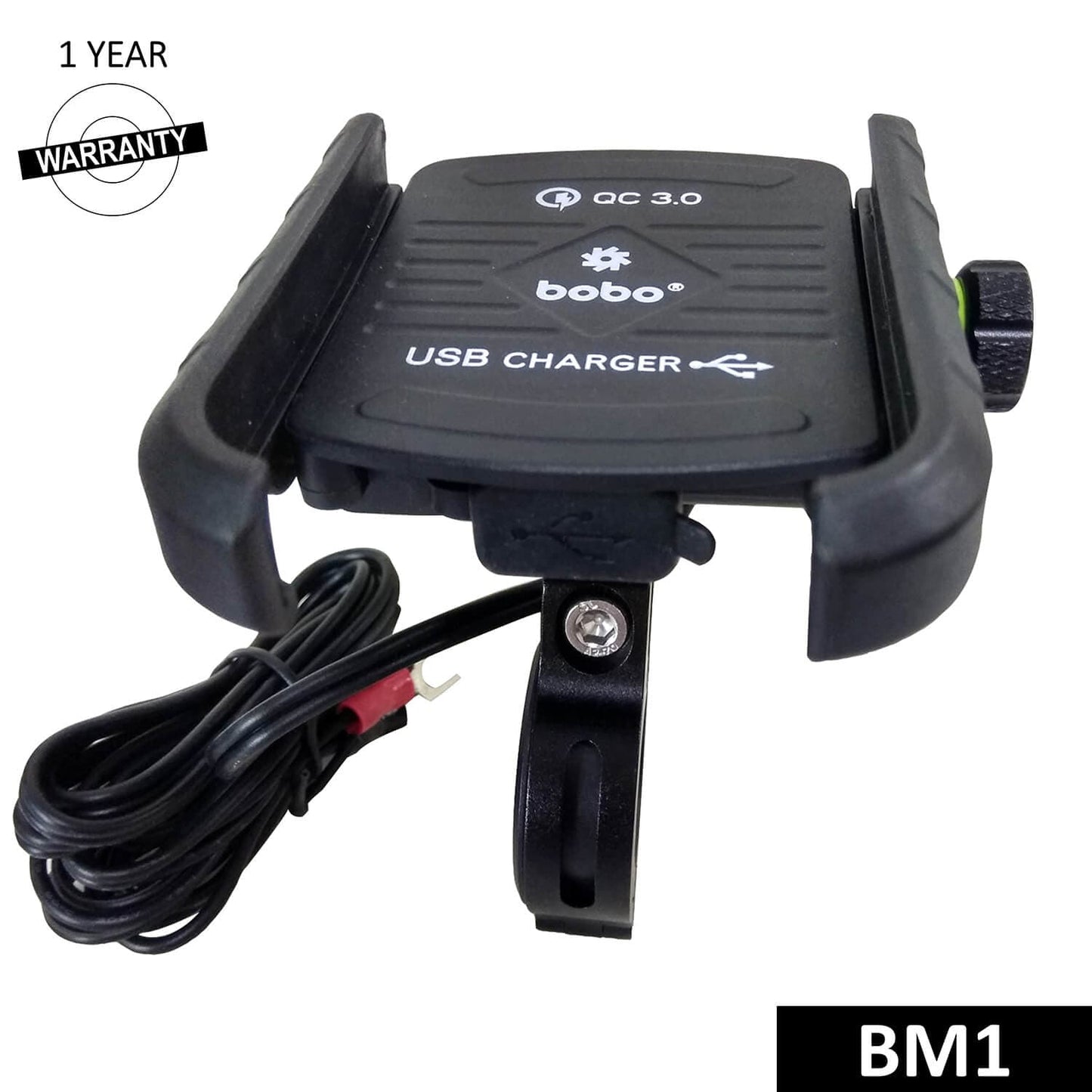 Bobo Gears BOBO BM1 Jaw-Grip Bike Phone Holder (with fast USB 3.0 charger) Motorcycle Mobile Mount
