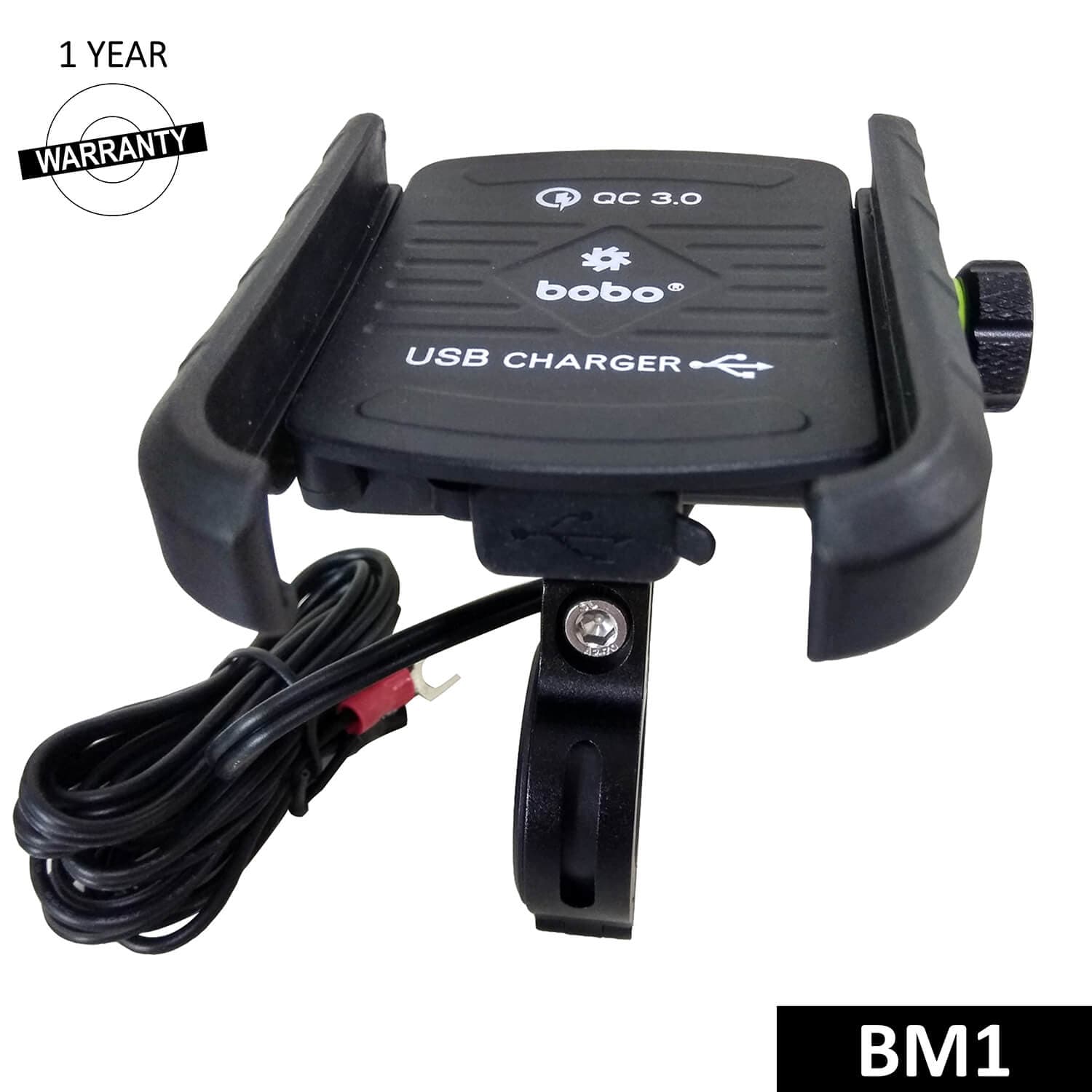 Bobo Gears BOBO BM1 Jaw-Grip Bike Phone Holder (with fast USB 3.0 charger) Motorcycle Mobile Mount