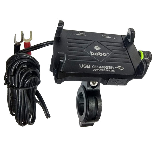 Bobo Gears BOBO BM2 Claw-Grip Aluminium Bike Phone Holder (with 2.5A USB charger) Motorcycle Mobile Mount