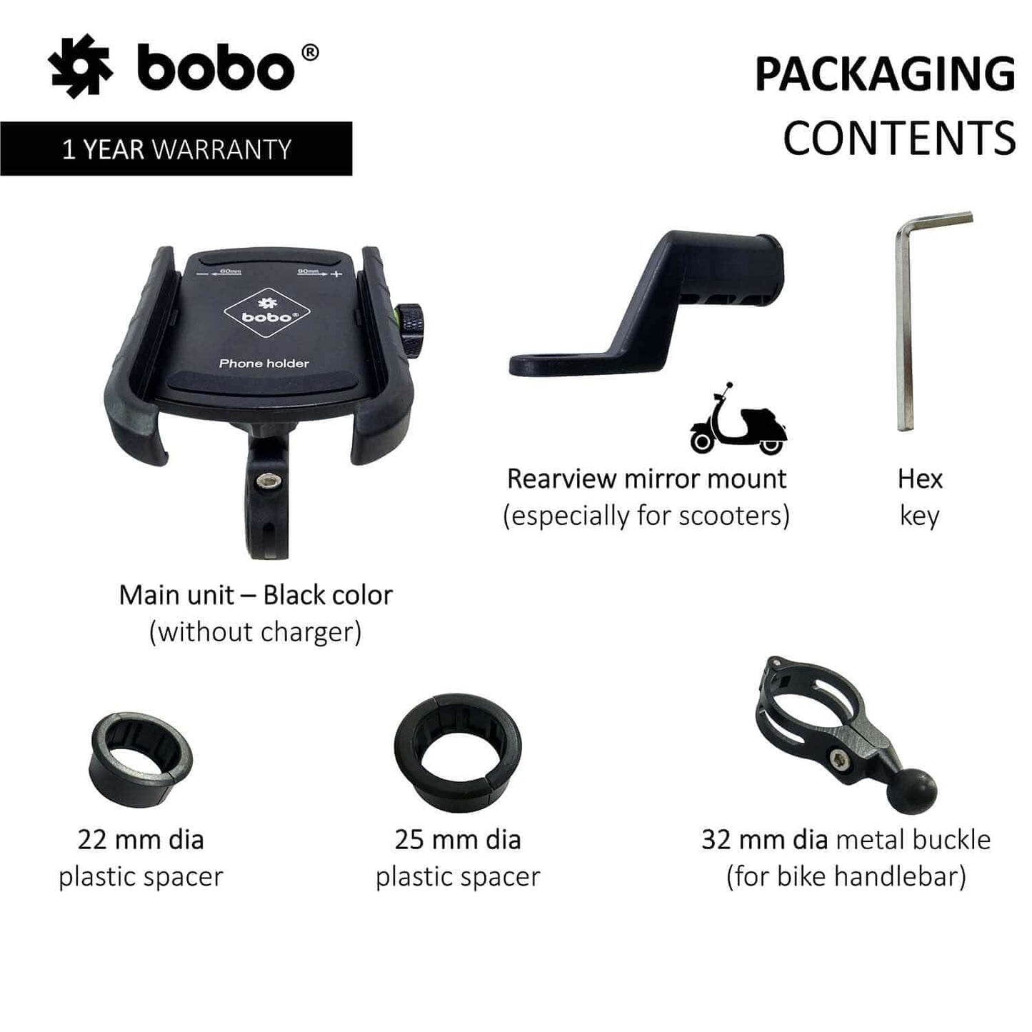 Bobo Gears BOBO BM4 Jaw-Grip Bike / Cycle Phone Holder Motorcycle Mobile Mount