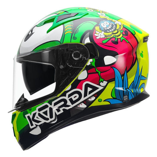 Destination Moto KORDA TOURANCE BADLIY GLOSS GREEN YELLOW HELMET