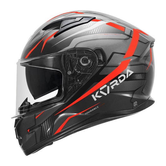 Destination Moto KORDA TOURANCE LEAD GLOSS BLACK GREY FLUORO ORANGE HELMET