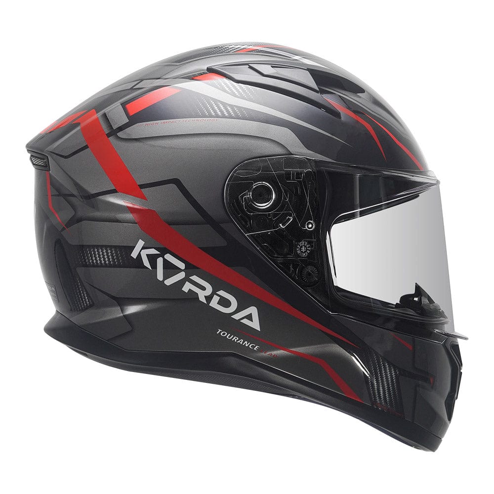 Destination Moto KORDA TOURANCE LEAD GLOSS BLACK GREY RED HELMET