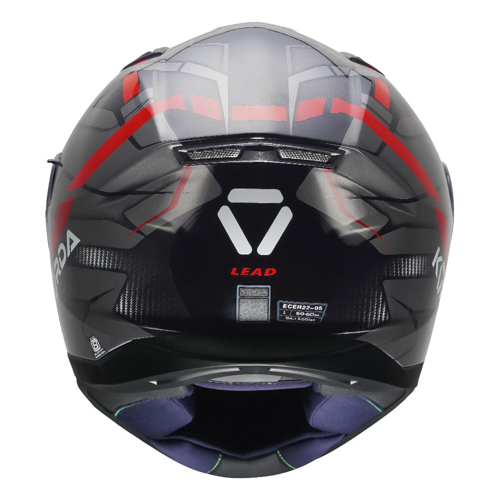 Destination Moto KORDA TOURANCE LEAD GLOSS BLACK GREY RED HELMET