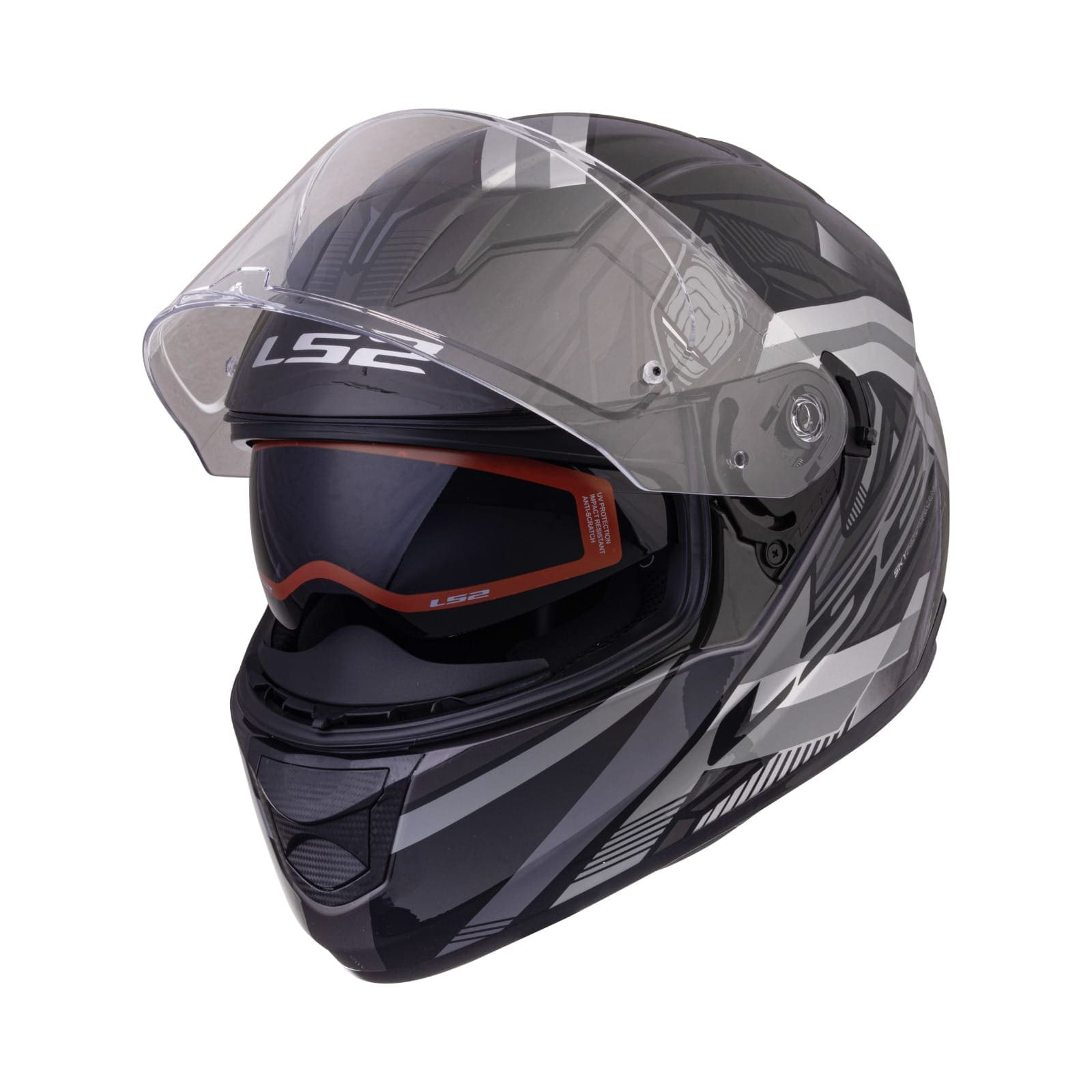 Destination Moto LS2 FF320 STREAM EVO REFLEX HELMET GLOSS BLACK SILVER WITH PINLOCK