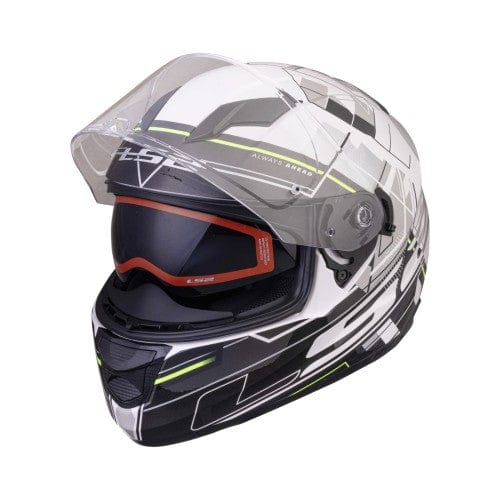 Destination Moto LS2 FF320 STREAM EVO SCAPE HELMET MATT WHITE BLACK 7C WITH PINLOCK
